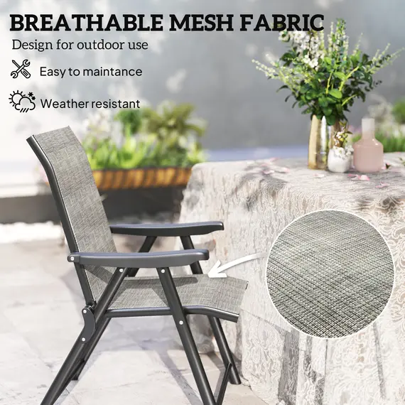 Buy Set of Two Folding Outdoor Chairs - Black/Grey, 4 image