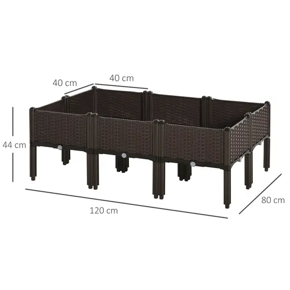 Buy Set of 6 26L Garden Raised Bed Elevated Patio Flower Plant Planter Box PP Vegetables Planting Container, Brown, 3 image