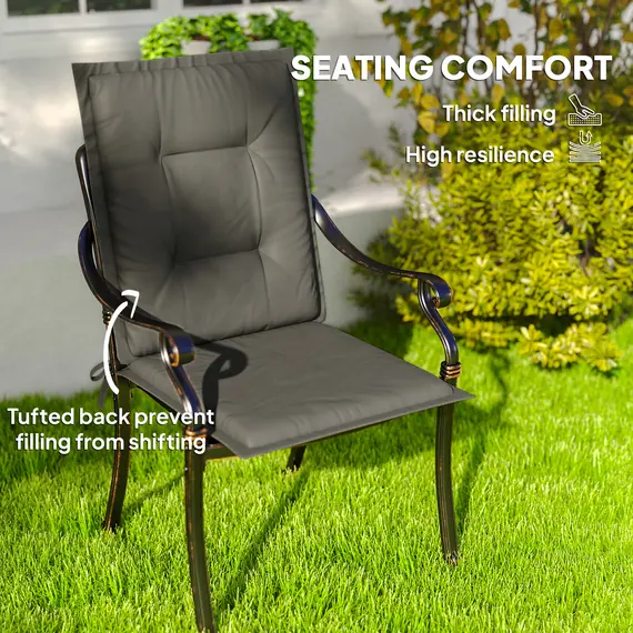 Buy Set of Four Padded Garden Seat Cushions - Light Grey, 4 image