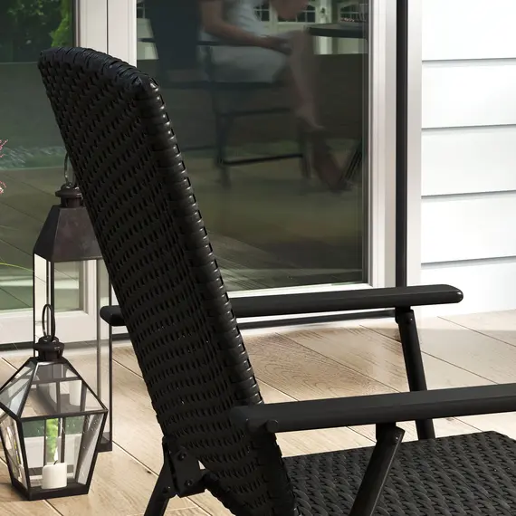 Buy Set of Two Folding Rattan Seat Chairs - Black, 9 image