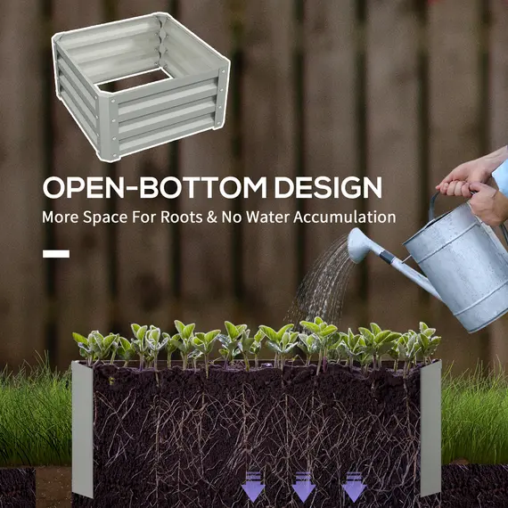 Buy Set of Two 60 x 60cm Steel Planter Boxes - Light Grey, 5 image