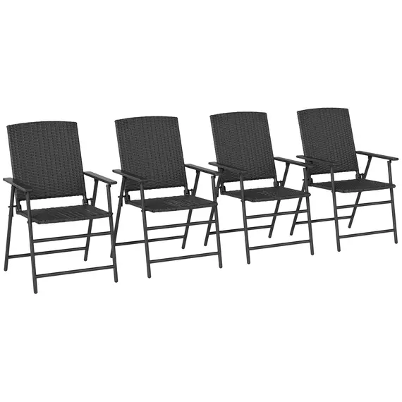 Buy Set of Four Folding Rattan Seat Chairs - Black