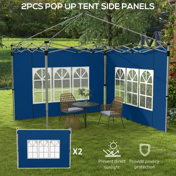 Buy Set of 2 Gazebo Side Panels - Blue, 4 image