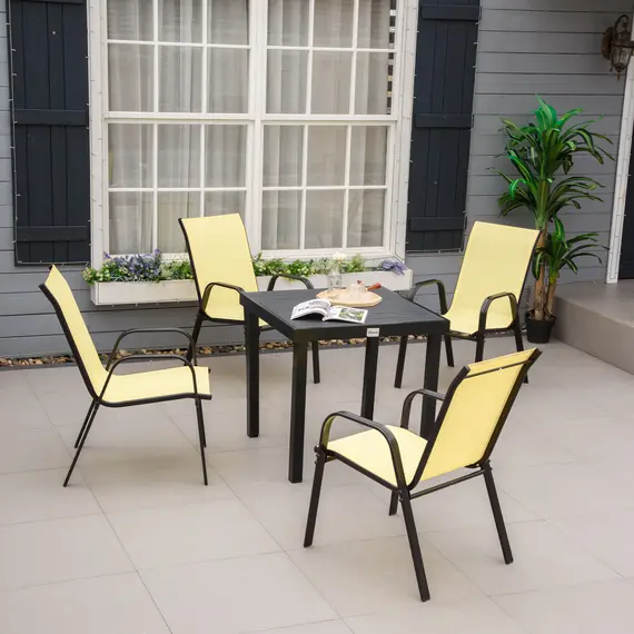 Buy Set of Four Stackable Mesh Seat Chairs - Beige, 2 image