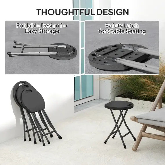 Buy Set of Four Folding Carry Stools - Charcoal Grey, 5 image
