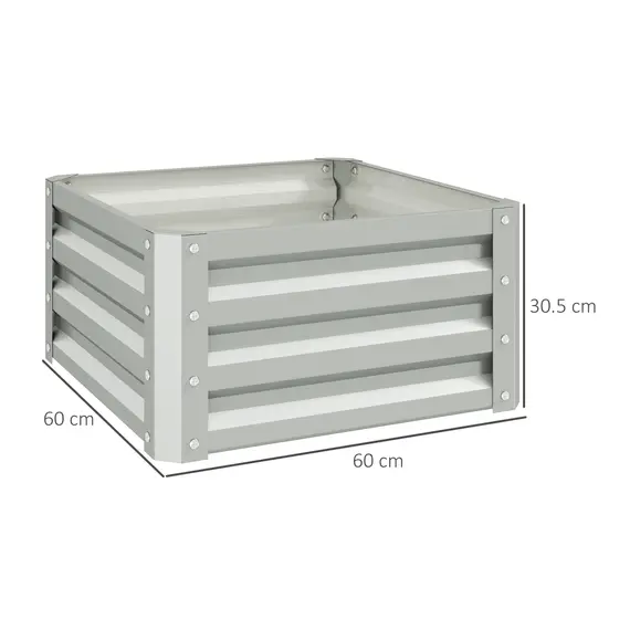 Buy Set of Two 60 x 60cm Steel Planter Boxes - Light Grey, 3 image