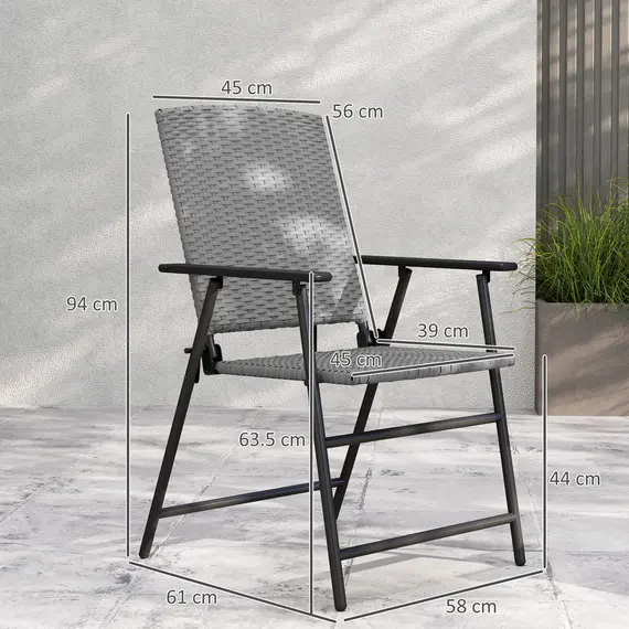 Buy Set of Two Folding Rattan Seat Chairs - Grey, 3 image
