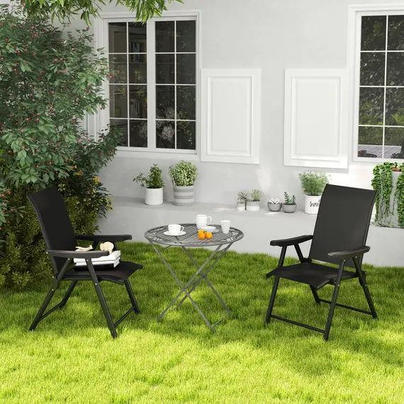 Buy Set of Two Folding Outdoor Chairs - Black, 9 image