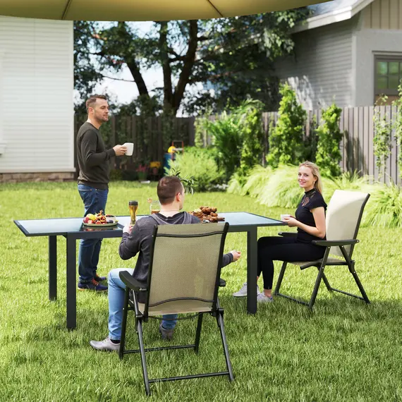 Buy Set of Two Folding Outdoor Chairs - Brown/Black, 2 image