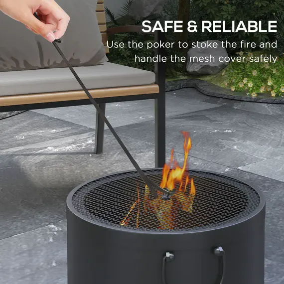 Buy Smokeless Fire Pit, 38cm Portable Wood Burning Firepit with Spark Screen and Poker, Low Smoke Camping Bonfire Stove for Garden Patio Picnic, Dark Grey, 5 image