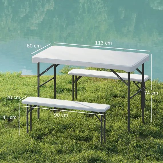 Buy Three-Piece Folding Picnic Table and Bench Set - Light Grey, 3 image