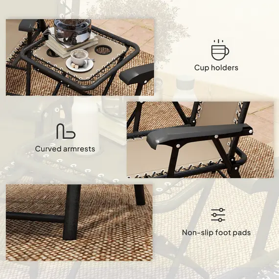 Buy Three-Piece Garden Table and Chair Set - Khaki, 7 image