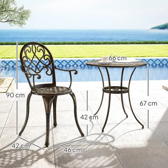 Buy Three-Piece Elegant Aluminium Garden Set - Bronze Tone, 3 image