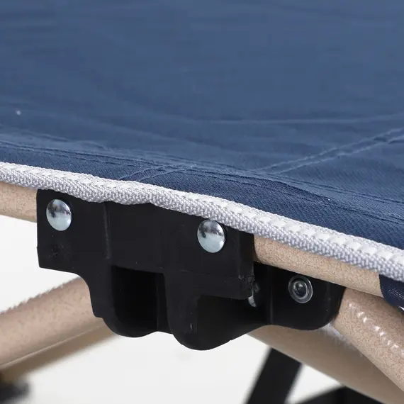 Buy Single Person Camping Bed Folding Cot Outdoor Patio Portable Military Sleeping Bed Travel Guest Leisure Fishing with Side Pocket and Carry Bag - Blue, 9 image