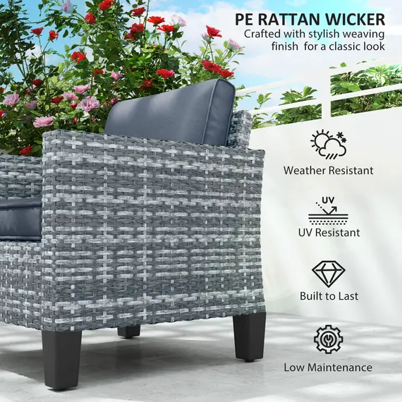 Buy Single Rattan Armchair, with Cushions - Light Grey, 4 image