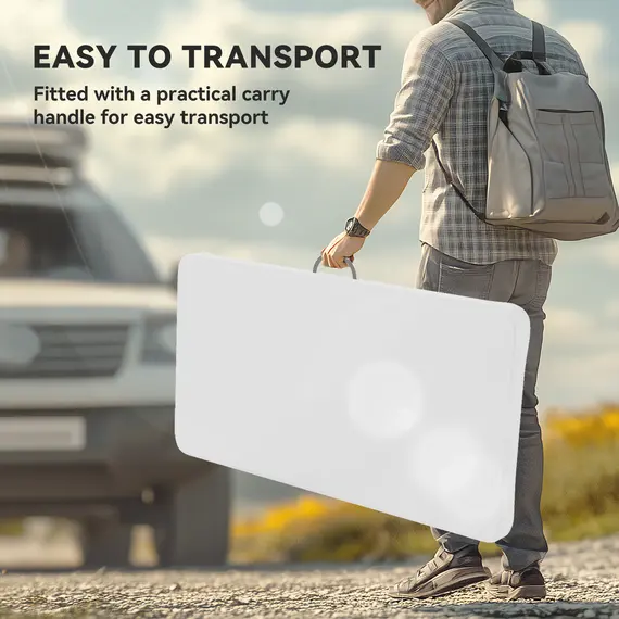 Buy Three-Piece Folding Picnic Table and Bench Set - Light Grey, 6 image