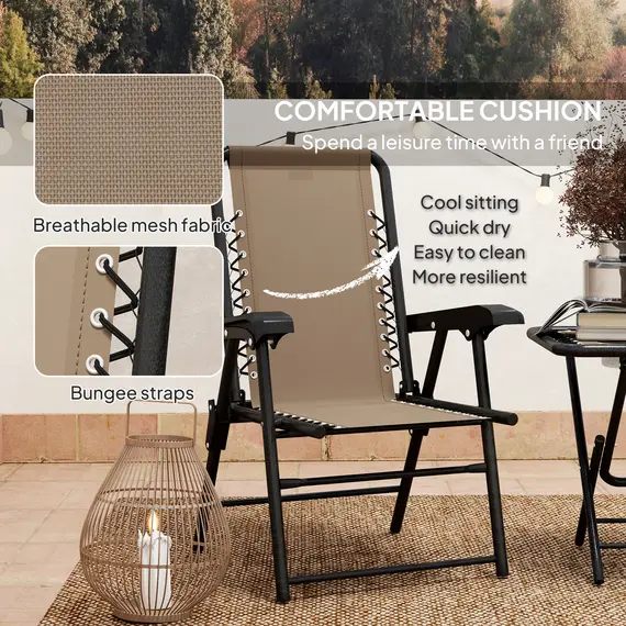 Buy Three-Piece Garden Table and Chair Set - Khaki, 6 image