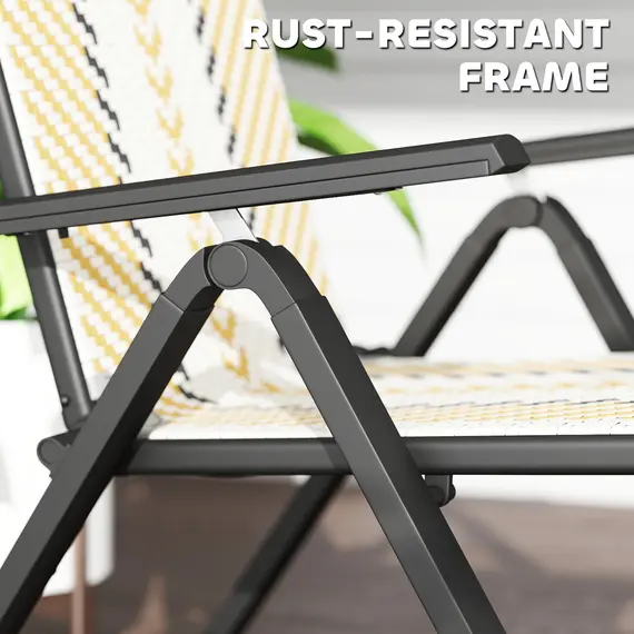 Buy Set of Two Rattan Reclining Garden Chairs - Multicolour, 8 image