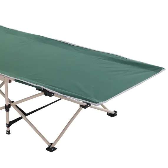 Buy Single Person Camping Bed Folding Cot Outdoor Patio Portable Military Sleeping Bed Travel Guest Leisure Fishing with Side Pocket and Carry Bag - Green, 8 image