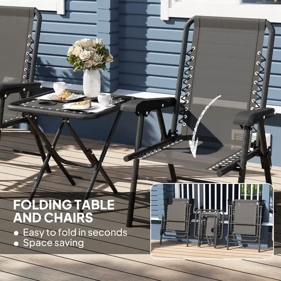 Buy Three-Piece Garden Table and Chair Set - Black, 5 image