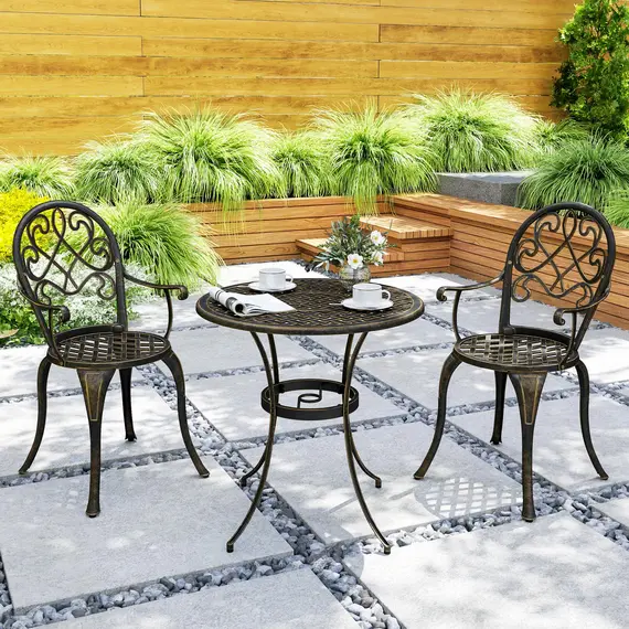 Buy Three-Piece Elegant Aluminium Garden Set - Bronze Tone, 8 image