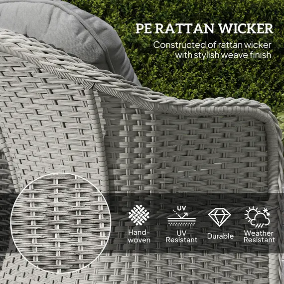 Buy Three-Piece Super Padded Rattan Set - Light Grey, 4 image