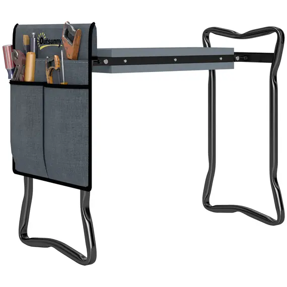 Buy Steel Frame Padded Garden Kneeler, with Tool Bag - Grey