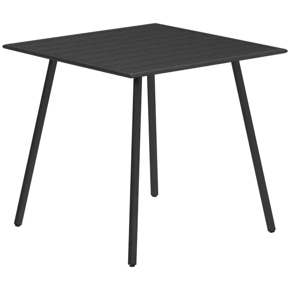 Buy Square Garden Table with Slat Top, Steel Frame, Outdoor Table for 4 Person, 80 x 80 x 74 cm, Black