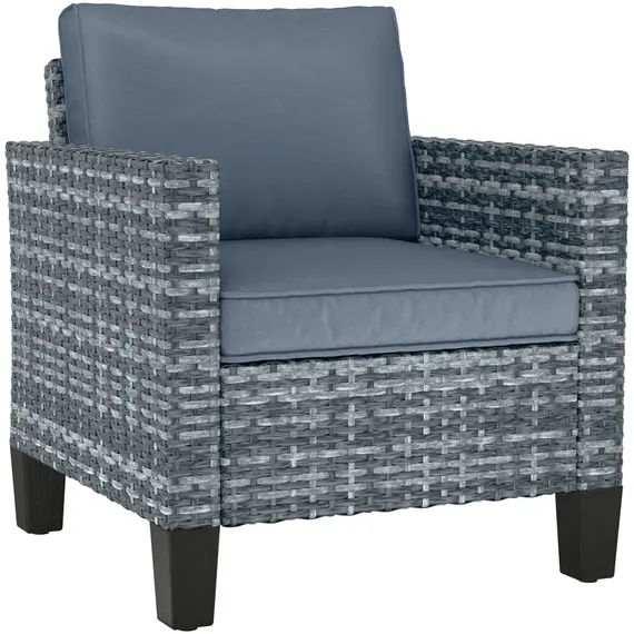 Buy Single Rattan Armchair, with Cushions - Light Grey