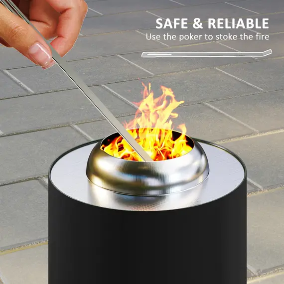 Buy Smokeless Fire Pit, 16 x 16 cm Stainless Steel Portable Wood Burning Firepit with Poker, Wood or Pellet Fuelled Tabletop Fire Pit for Garden Camping Bonfire Party, Black, 5 image