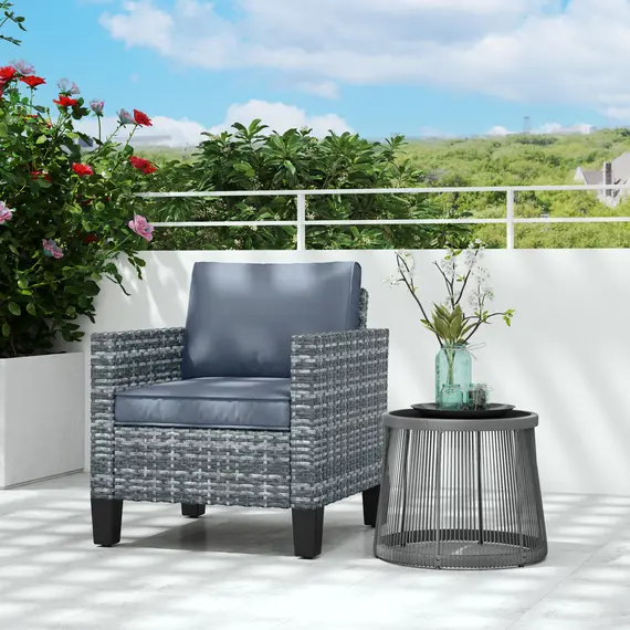 Buy Single Rattan Armchair, with Cushions - Light Grey, 2 image