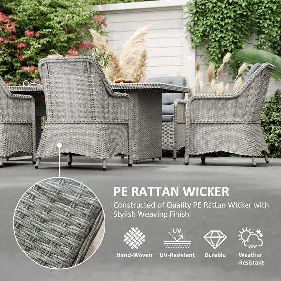 Buy Seven-Piece Rattan Dining Set - Mixed Grey, 4 image