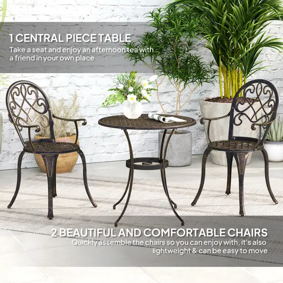 Buy Three-Piece Elegant Aluminium Garden Set - Bronze Tone, 4 image