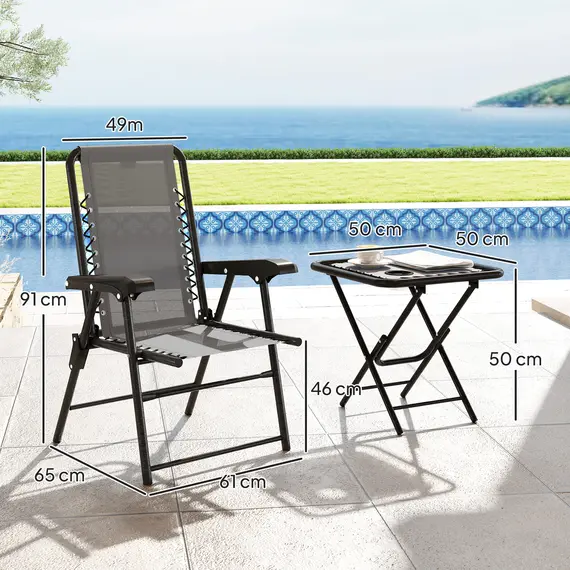 Buy Three-Piece Garden Table and Chair Set - Dark Grey, 3 image