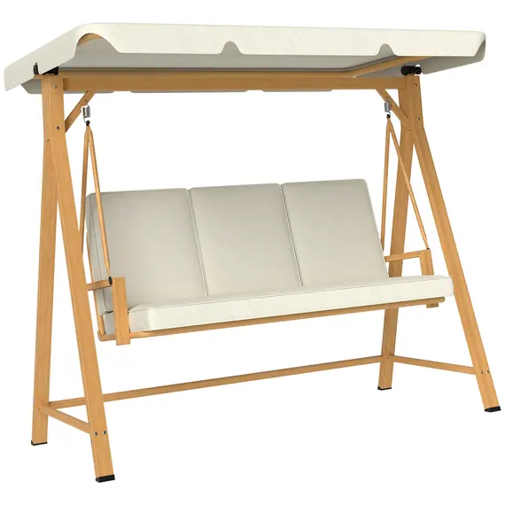 Buy Three-Seater Garden Swing Bench, with Adjustable Canopy - Beige