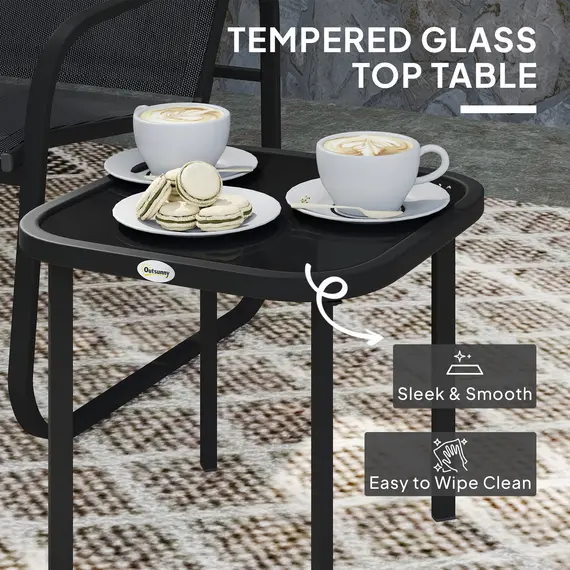 Buy Three-Piece Garden Seating Set - Black, 7 image