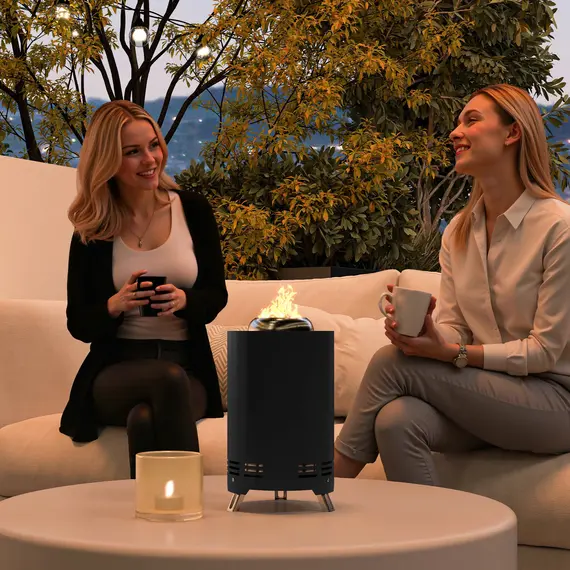 Buy Smokeless Fire Pit, 16 x 16 cm Stainless Steel Portable Wood Burning Firepit with Poker, Wood or Pellet Fuelled Tabletop Fire Pit for Garden Camping Bonfire Party, Black, 2 image