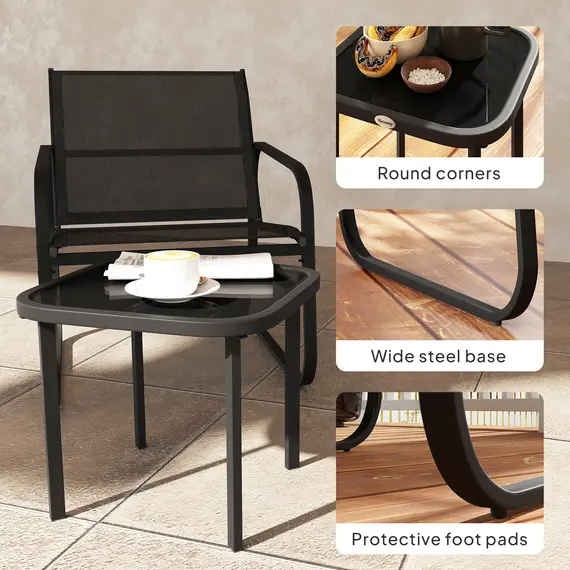 Buy Three-Piece Garden Seating Set - Black, 8 image