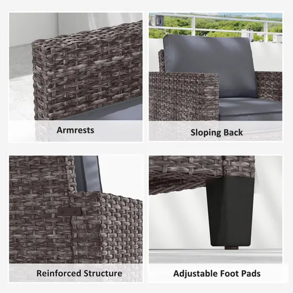 Buy Single Rattan Armchair, with Cushions - Mixed Grey, 6 image