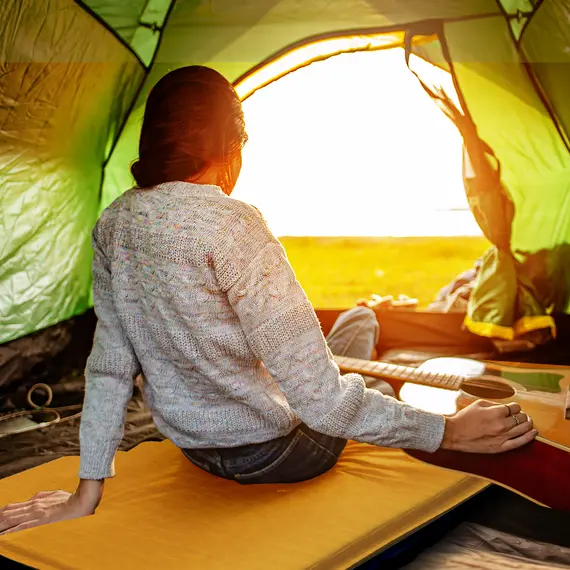 Buy Single Inflatable Mattress Sleeping Pad, Self-Inflating, Khaki, 2 image