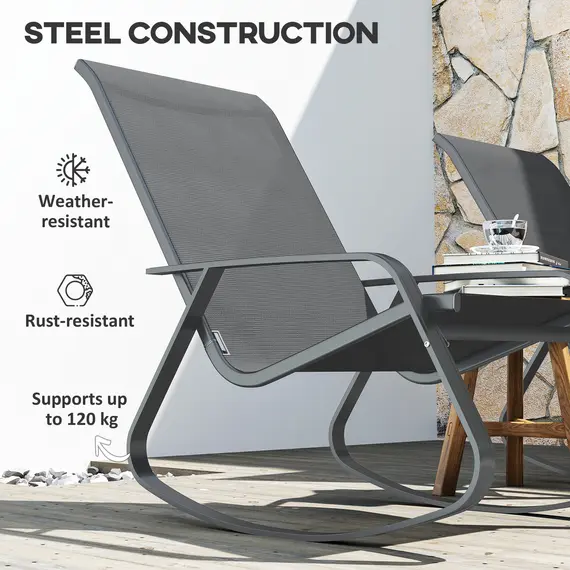 Buy Set of Two Rocking Garden Chairs - Grey, 7 image
