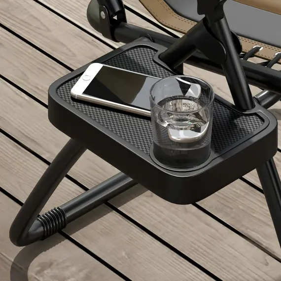Buy Zero Gravity Lounger Chair Set of 2, Folding Reclining Patio Chair with Padded Seat, Cup Holder, Soft Cushion and Headrest for Poolside, Camping, Coffee, 9 image