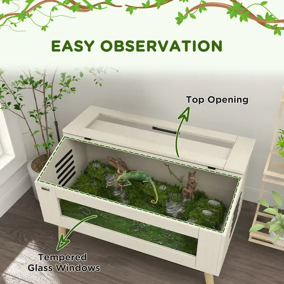 Buy 140L Vivarium for Snakes, Lizards, Horned Frogs, Chameleons, Hamsters, Gerbils with Tempered Glass Windows, 5 image