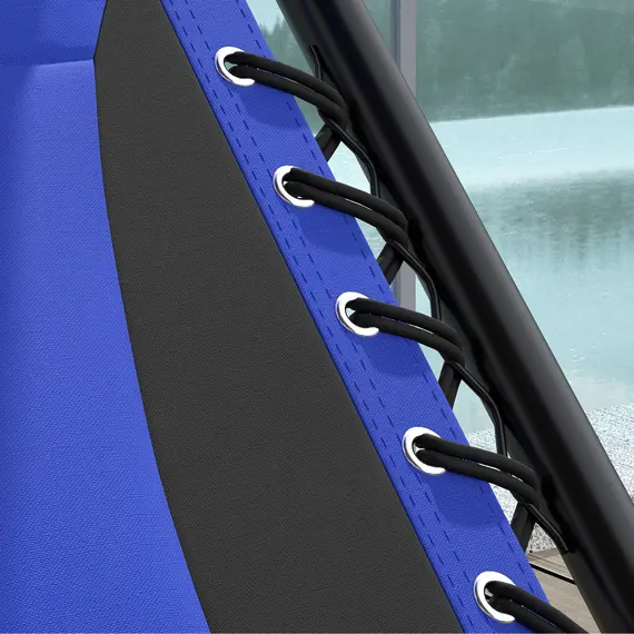 Buy Zero Gravity Lounger Chair, Folding Reclining Patio Chair with Shade Cover, Padded Seat, Cup Holder, Soft Cushion and Headrest for Poolside, Camping, Blue, 9 image