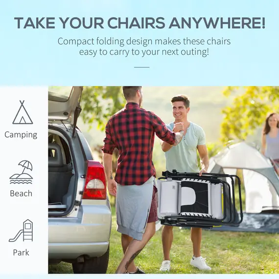 Buy Zero Gravity Lounger Chair Set of 2, Folding Reclining Patio Chair with Padded Seat, Cup Holder, Soft Cushion and Headrest for Poolside, Camping, Grey, 5 image