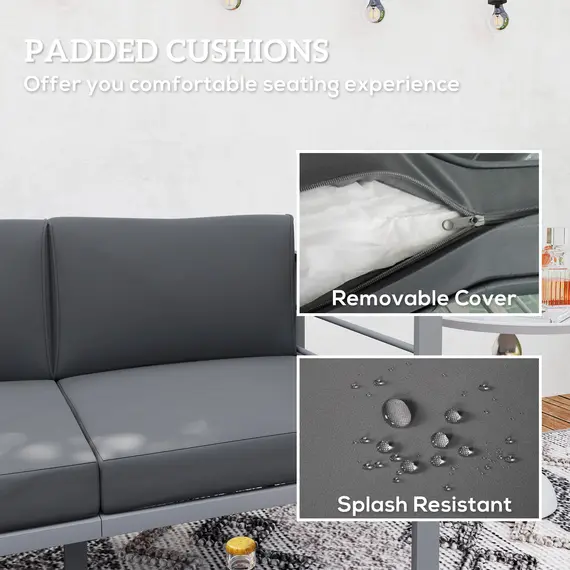 Buy Two-Seater Aluminium Garden Sofa - Grey, 4 image