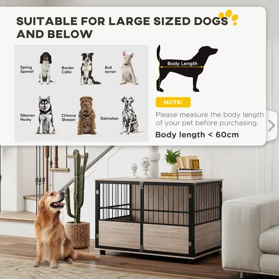 Buy 100cm Furniture Style Dog Crate Dog Cage End Table Indoor with 3 Doors Soft Washable Cushion, for Large Sized Dogs, 4 image