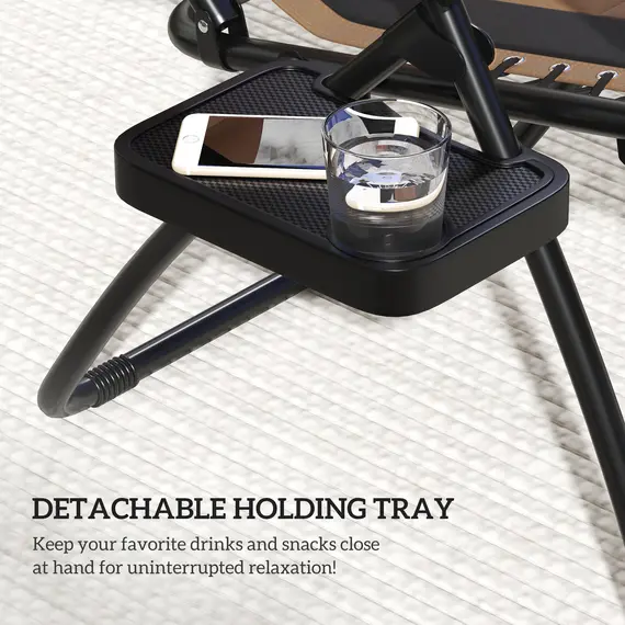 Buy Zero Gravity Lounger Chair Set of 2, Folding Reclining Patio Chair with Shade Cover, Cup Holder, Soft Cushion and Headrest for Poolside, Camping, Coffee, 8 image