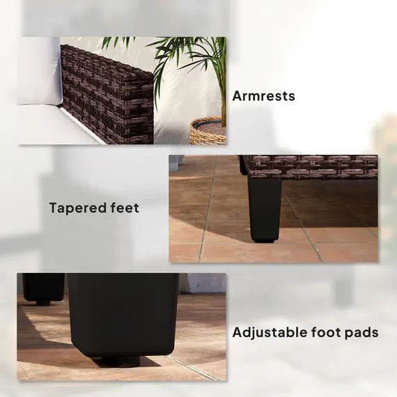 Buy Two-Seater Rattan Outdoor Sofa - Brown, 7 image