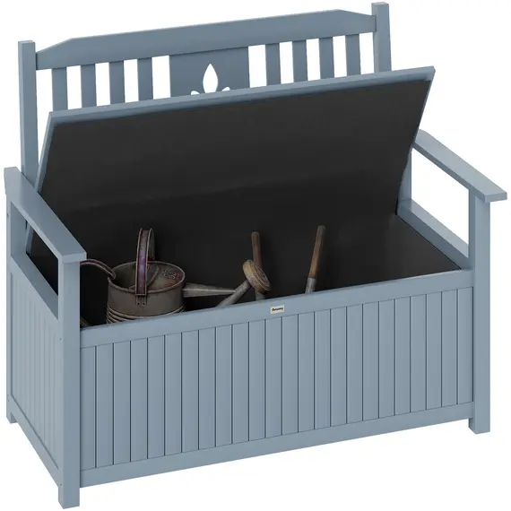 Buy Two-Seater Wooden Storage Bench - Grey